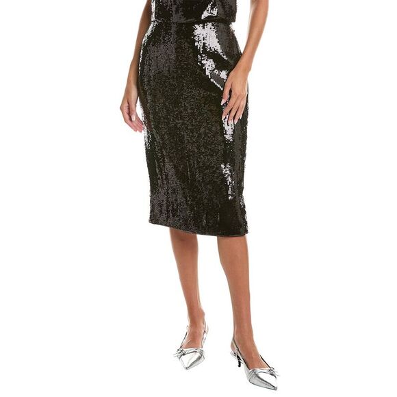 Theory Womens Sequins Pencil Skirt, Black - Picture 1 of 3